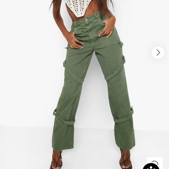 Stylish Green Cargo Bohoo Pants - Picture 1 of 3